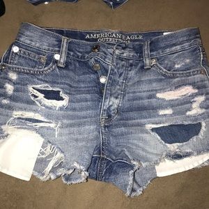 American Eagle distressed high rise shorts